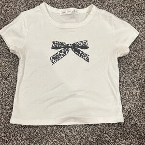 Altar'd State White Tee with Leopard Bow